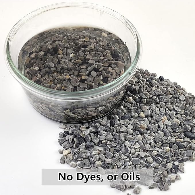 YISZM 2LB Succulent and Cactus Gravel Pebbles, 1/5 Inch Natural Decorative Polished Stones, River Rocks for Plants, Vases, Aquariums, Terrarium and Outdoor Gardening,Grey