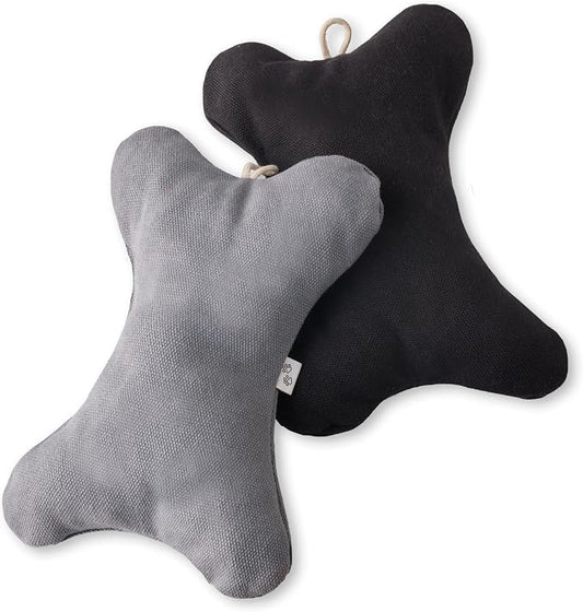Pet Passion 2-Pack Stuffed Bones Dog Toys Durable Cotton Canvas with Coconut Fill for All Pet Breeds, Gray Ombre, One Size