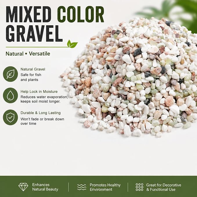 36 LBS Natural Gravel for Fish Tank, StoneCreek Betta Fish Aquarium Gravel, Vase Filler, River Rocks, Fish Tank Decorations, Perfect for Aquarium Decor, Fish Tank, Indoor Plant, Mixed Color