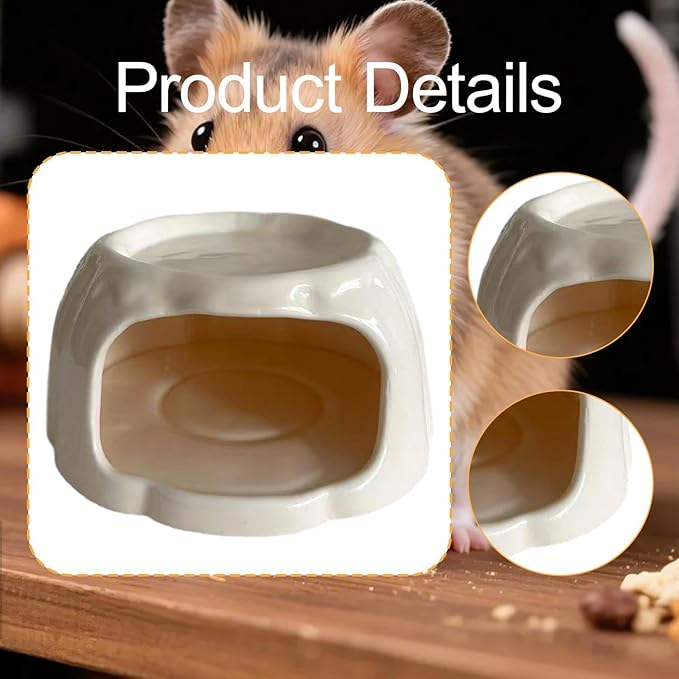 Hamster House Ceramic Hideout Small Animal Food Bowl Pudding Shaped Decorative Habitat Suitable for Hamster Cage Pet Gift Home Decoration, Light Orange