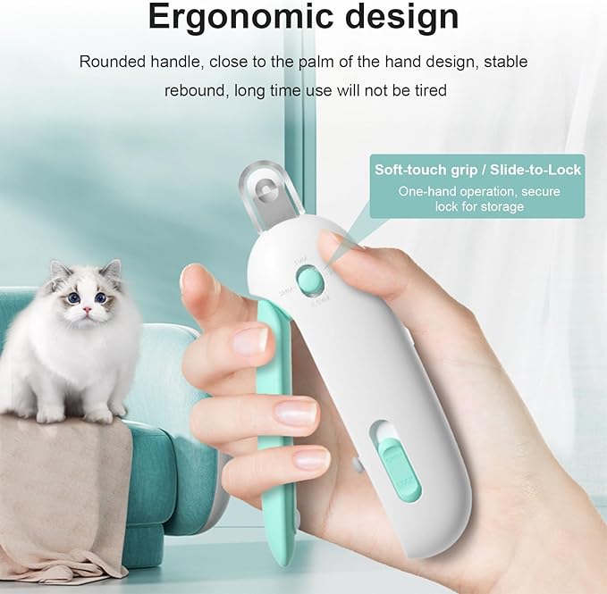 Cat Nail Clipper and Trimmer with 3 Adjustable Safety Levels Trimming Hole, Professional Indoor Kitten Supplies, Puppy Grooming Tools, with Debris Catcher & Hidden Nail File Blue