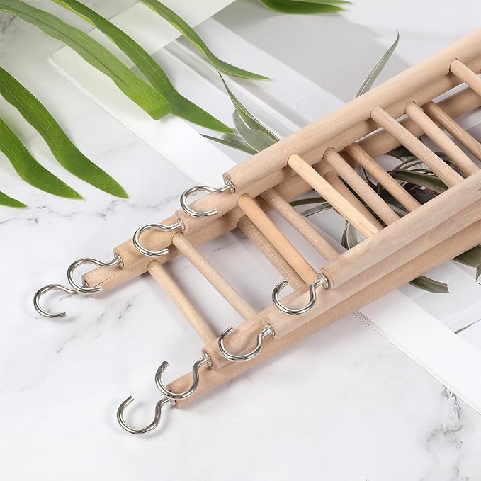 EupHHonycs 4PCS Wooden Ladders for Bird Cages 4 Sizes Wooden Ladder Birds Toys Parrot Step Ladders Cage Hanging Bird Climbing Toys for Parakeets, Parrots, Cockatoo and Lovebirds
