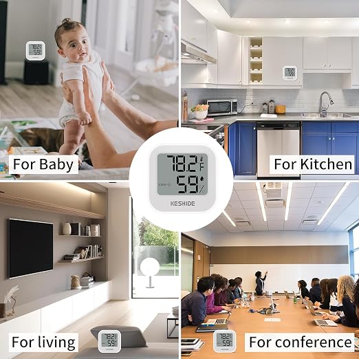 Digital Hygrometer Thermometer for Room Temperature Humidity Meter Indoor Thermometer Accuracy Calibration LCD Temperature Sensor, Bedroom, Baby Room, Office, Greenhouse, Cellar