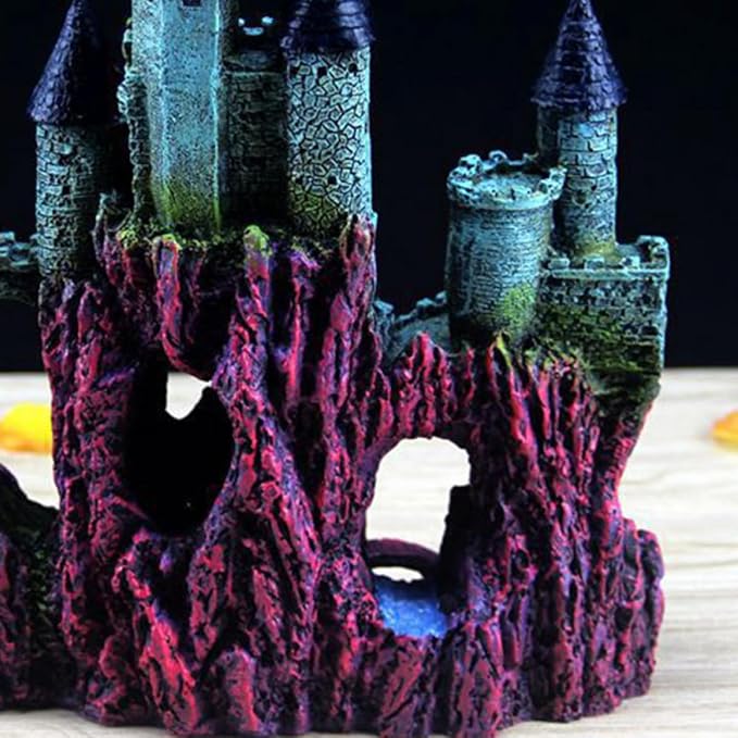 UKCOCO Simulation Castle Ornament Fish Tank Decoration Aquarium Landscaping Castle Made of Resin Easy to Clean Safe for Aquatic Fish Elegant Design and Aquarium Hideouts
