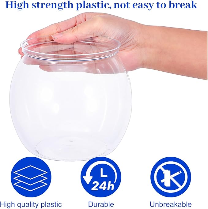 InnoHHustle Mini Plastic Fish Bowl 30 oz Decorative Small Fish Tank Unbreakable Aquarium Starter Kit for Centerpiece Vases Party Decorations