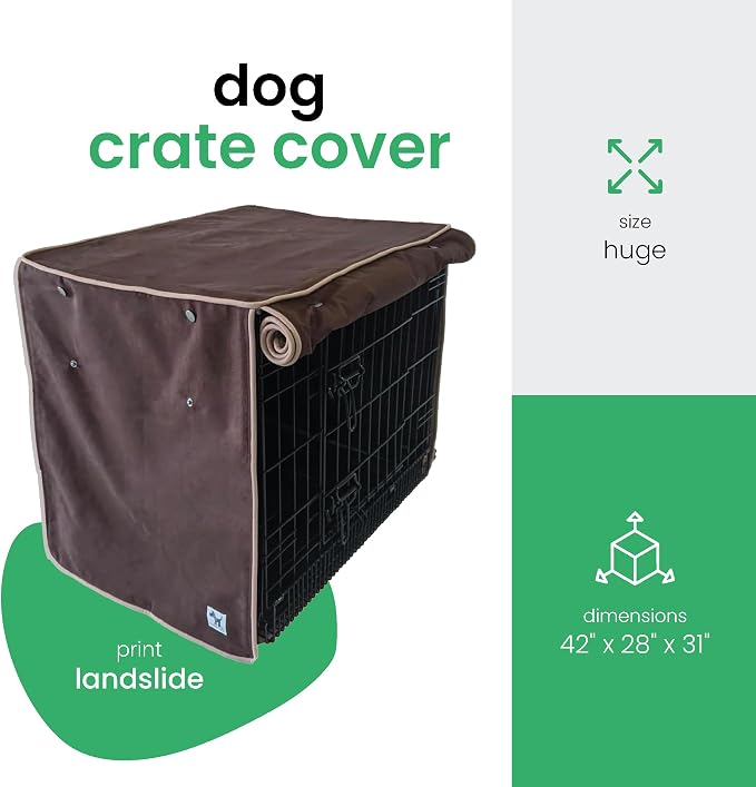 Molly Mutt Landslide Dog Crate Cover, 100% Cotton Canvas Cover with 2 Roll-Up Panels, Ideal for Dog or Cat Crate, Durable, Washable, and Free of Harmful Chemicals, 42" x 28" x 31"