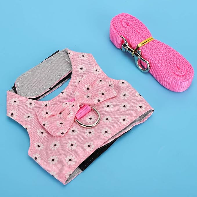 GLOGLOW Small Pet Leash Vest, Soft Fabric Rabbit Harness and Guinea Pig Carrier for Small Pets with Adjustable Straps, Great for Indoor and Outdoor Activities (L)