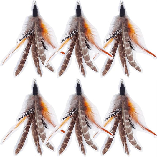 miwoowim Feather Cat Toys, Replacement Wand Refills, Assorted Colors (6 Feather Refills)