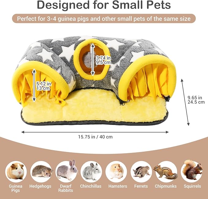 Avont Guinea Pig Hideout Tunnel, Large Hideaway Play Tube Toys Mat for Small Animal Dwarf Rabbits Bunny Chinchillas Hamsters Hedgehogs Ferrets Bearded Dragons and Rats -Star