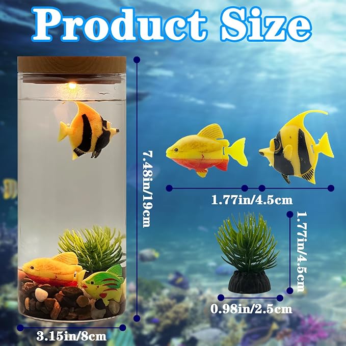 Aquarium Water Lamp, Fish Tank Style Decorative Lamp with Artificial Fish & Plants, LED Ambient Light for Home, Office, Bedroom, Relaxation & Unique Gifts