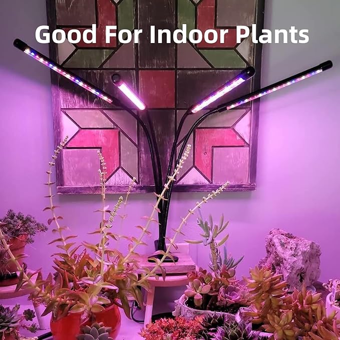 LED Grow Lights for Indoor Plants 2-Pack, Full Spectrum & Red Blue Spectrum Plant Growing Lamps with 3/9/12H Timer, 10 Brightness Levels, Clip-on Desk Plant Lights for Seedlings, Succulents, Flowers