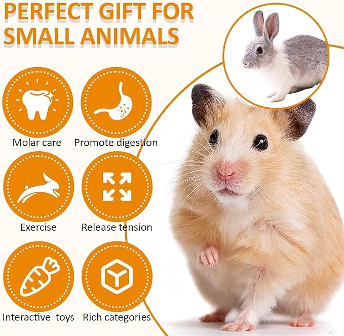 Toys for Rabbit Toys Bunny/Guinea Pig Toys,Bunny Chew Toys for Teeth, Natural Rabbit Toys Apple Wood,Handmade for Guinea Pig Hamster Rat Chinchilla Small Animals Teeth Grinding 20 Pack