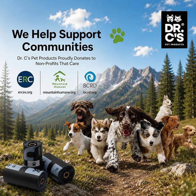 100% Certified Compostable Dog Poop Bags - Dr. C's Premium Dog Poop Bags - 120 Bags / 8 Rolls, Extra thick, Leak Proof, Unscented, Plant Based, Earth Friendly and USA Owned