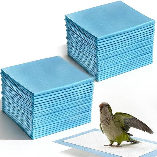 100 Sheets Disposable Bird Cage Liner, Super Absorbent Leak-Proof Birdcage Liners Cuttable Birdcage Liner Quick-Dry Surface for Cockatiels Canaries Parrots (12.9" x 17.7")