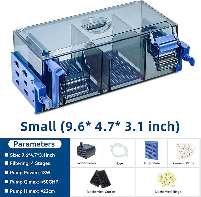 Multi Layer Aquarium Fish Tank Filter with Waterfall Oxygenation Suitable for 5-50 Gallon Fish Tanks, Flexible Mounting, Dust & Splash Protection