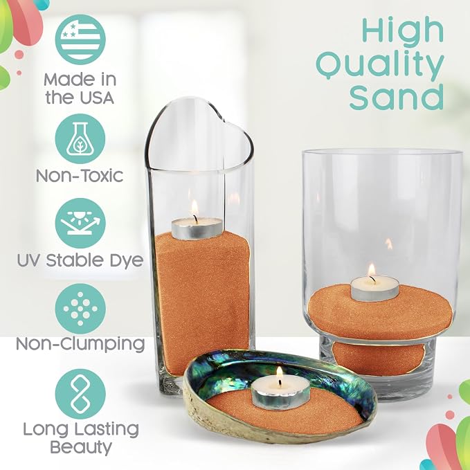 Pumpkin Spice Unity Sand, 1 LB (16 oz), Orange Colored Sand for Weddings, Vase Filler, Home Decor, Crafts, Terrariums, and More