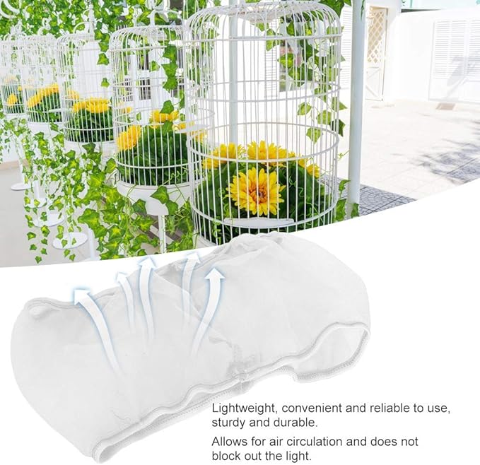 Fdit Bird Cage Cover, 2PCS Bird Cage Cover Birdcage Polyester Mesh Cover Seed Catcher Universal Parrots Cage Accessories(White)
