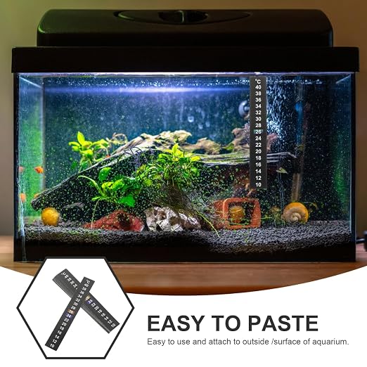 Stick on Thermometer Strip Aquarium Temperature Sticker with Color Changing LCD Display 10-40 Easy Read Adhesive Temperature Indicator for Fish Tanks 10 Pack