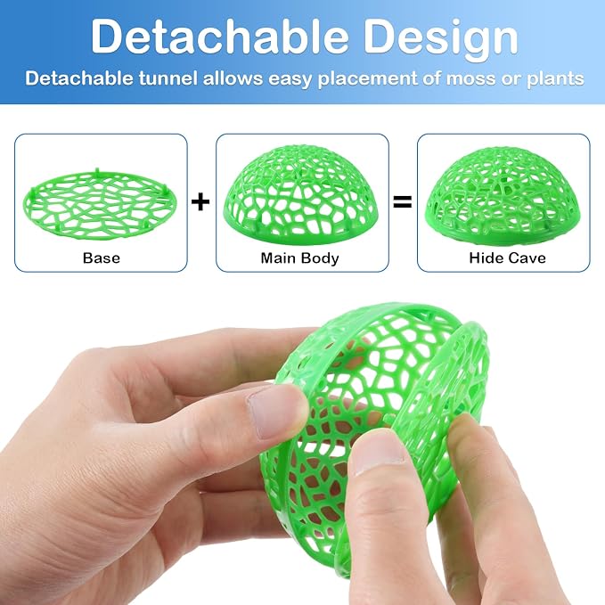 2 Pack Aquarium Shrimp Hide Cave, Porous Shrimp Hideout Shelter for Breeding & Molting, Detachable Tunnel Ornament for Fish Tank, Shrimp & Small Fish (Green)