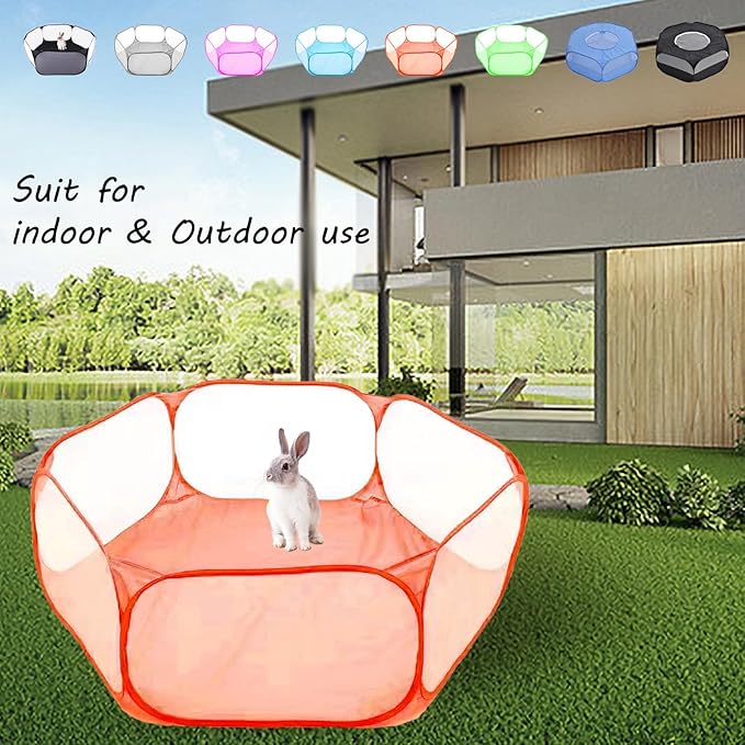 Small Animals Playpen, Portable Pop-up Open Interactive Pet Tent, Indoor Outdoor Fence for Rabbits, Guinea Pig, Hamster, Chinchillas, Kittens, Puppies
