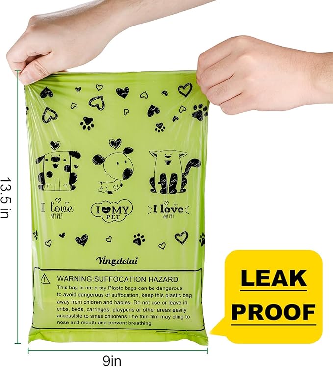 Yingdelai Dog Poop Bags 280 Counts: Extra Thick LeakProof Waste Bag with Dispenser for Doggy (Scented)