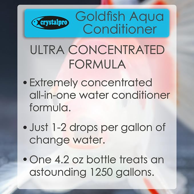 Crystalpro Goldfish Water Conditioner Treats 660 Gallons - Concentrated Goldfish Water Conditioner Neutralizes Chlorine and Ammonia (4.2 Oz-125 ml)