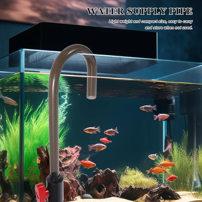 NUOBESTY Aquarium Hook Water Changer with Flow Switch - Quickly Fill and Drain Fish Tank, Vacuum Siphon Hose Tool for Easy Water Changes and Gravel Cleaning, Fits 1/2‘’, 5/8‘’, 3/4‘’ Garden Hoses
