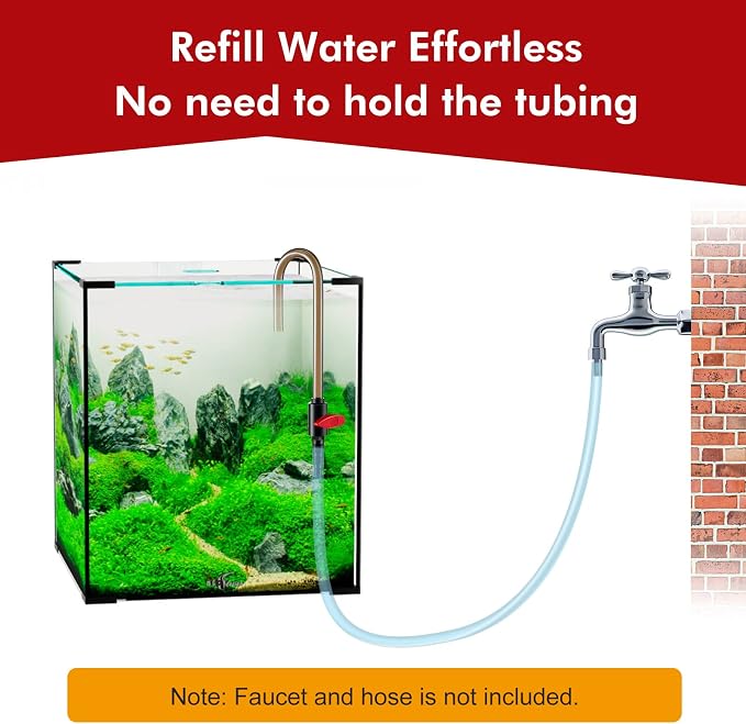 Dreyoo Aquarium Water Changer Hook with Flow Switch for 1/2 5/8 3/4 Hose | Suit for 1/2'', 5/8"3/4"Tubing, Curved Hands Free Design, Prevent Water Spill, Hot Bent PVC, Ideal for Freshwater Tank