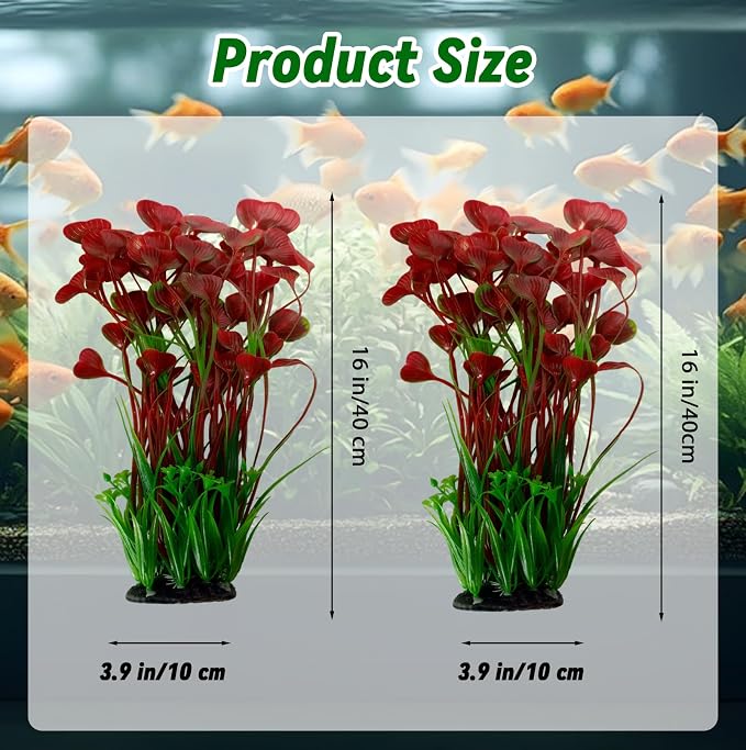 kathson Tall Plastic Aquarium Plants,16 Inches Artificial Plant for Fish Tank Large Silk Aquarium Plants Decor Freshwater and Saltwater Fish Tank Seaweed Decorations for Small Tanks