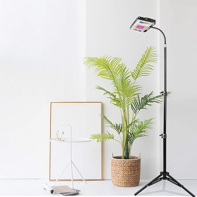 LBW Grow Light with Stand, Full Spectrum Grow Lights for Indoor Plants | On/Off Switch Plant Grow Light, 15-48 in Adjustable Tripod Stand, 48 LED Plant Light for Indoor Garden