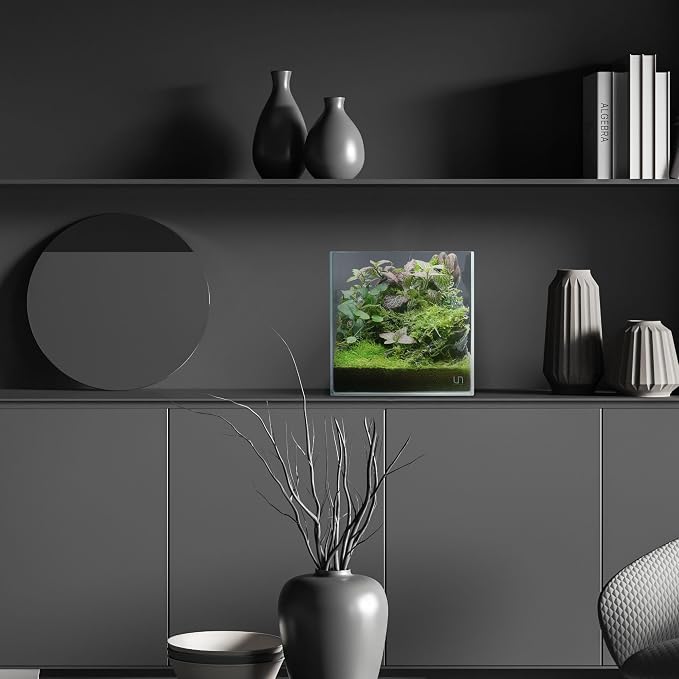 UNS Ultra Clear Rimless Tank - 7.1GAL | 27L - 11.81x11.81x11.81 | 30x30x30 CM, 5mm Glass Thickness, Leveling Mat Included - Low Iron, High Clarity Fish Tank w/ 45° Mitered Edge - [30C]
