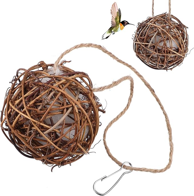 Yardwe 2PCS Bird Nesting Material Balls, Bird Nesting Material for Outdoor Hummingbird Houses, 3.14 Inch Unique Hanging Nest Balls Ideal for DIY Craft Lovers