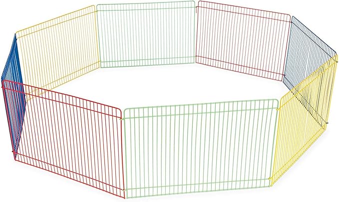 Prevue Pet Products Multi-Color Small Pet Playpen - Small Animal Pen for Rabbits, Guinea Pigs, Hamsters, Tortoises, Bunny Enclosure, Easy to Assemble, Indoor & Outdoor Play - Multi-Color