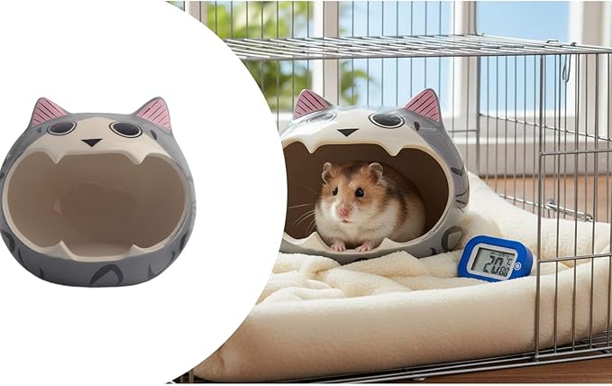 Ceramic Pet Nest for Small Animals - Hamster Ceramic House with Smooth Interior, Enclosed Hideout for Comfortable Shelter and Ventilation
