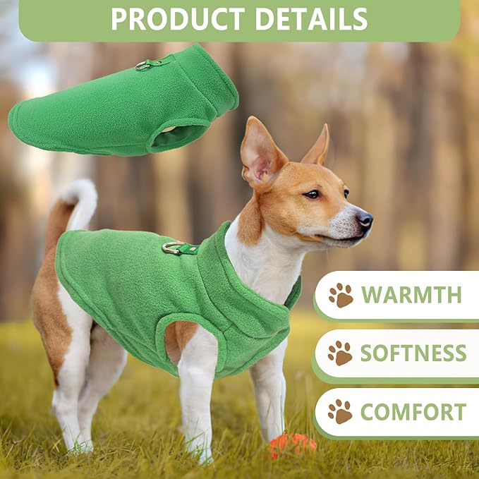 2 Pieces Fleece Dog Sweaters for Small Dogs Male, with Leash Ring, Warm Pet Sweater Fall Winter Thick Clothes Coat for Chihuahua, French Bulldog, Dachshund, XL