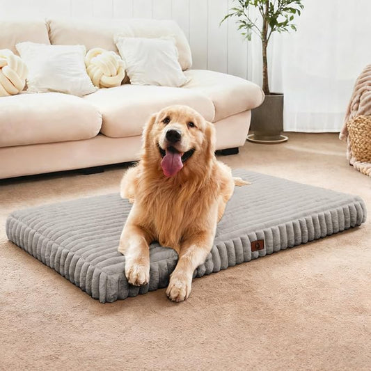 Dog Beds for Extra Large Sized Dog, Orthopedic Pet Bed with Waterproof Lining, Soft Short Plush Surface & Egg Crate Foam, Machine Washable Pet Mat with Removable Cover & Anti Slip Bottom