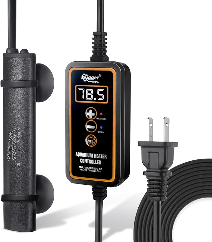 hygger Mini Submersible Aquarium Heater, Turtle and Betta Fish Tank Heater with Digital Display External Controller Freshwater