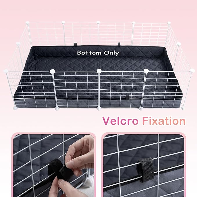 FunFurry Quilted Guinea Pig Cage Liner, Reversible & Absorbent Bottom Base, Cage Liners for Small Animals, Hamster Chinchilla Hedgehog Ferret Rabbit. (Dark Grey-Quilted, 24" X 60")