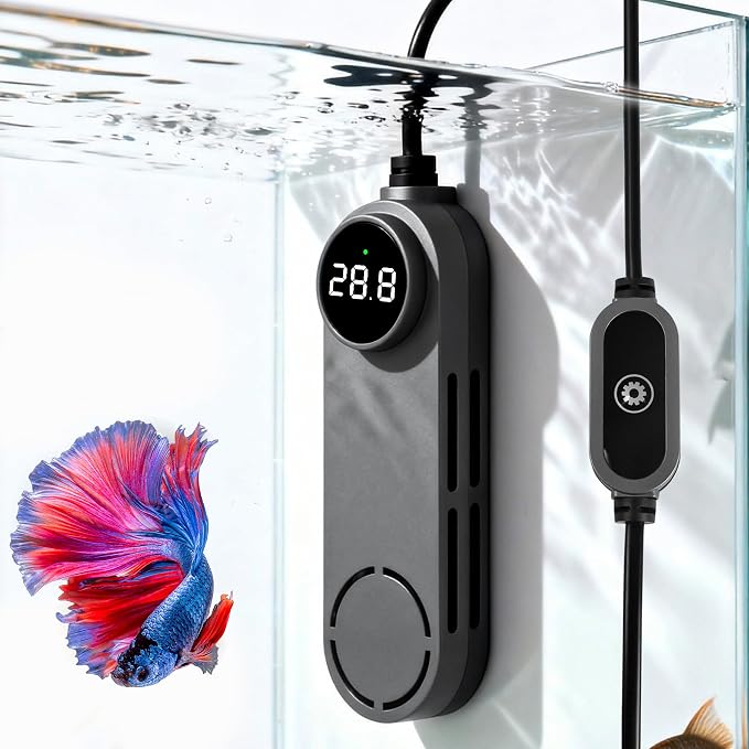 50W Mini Aquarium Heater, Digital Fish Tank Heater | 5-10 Gal, External Controller, Explosion-Proof, Dry-Run Protection, Betta & Turtle