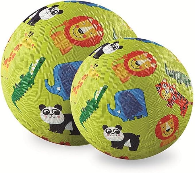 Crocodile Creek Playground Ball - Durable Rubber Ball for Kids Ages 3 and Up - Bouncy Inflatable Ball for Kickball, Indoor Games, and Outdoor Sports - PVC-Free - Jungle - 7-inch Diameter