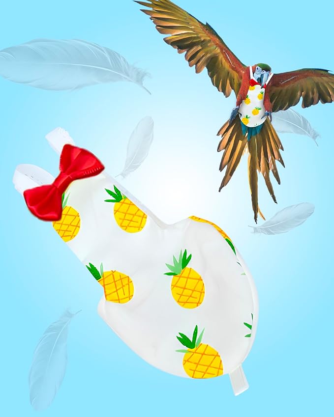 UKJENT Bird Diaper Protective Parrot Nappy - 2 Pack, Reusable Flight Suit with Waterproof Inner Layer, Washable Cute Urine Wet Suit for Parakeet Cockatiel Mini Macaw Budgie Canary(M)