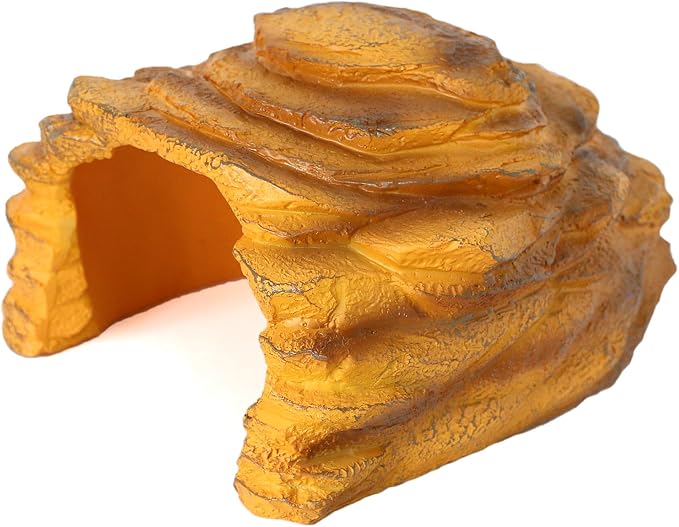 Resin Reptile Hideout,Large Rock Cave Habitat Decor for Reptile and Amphibians.Rock Basking Platform,Terrarium & Aquarium Decor for Bearded Dragons,Lizards,Snakes,Turtles,Gecko,Tortoises,Small Animals