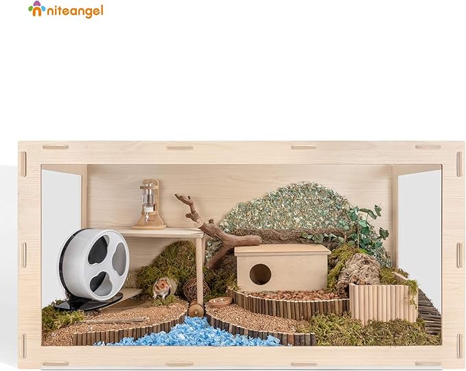 Niteangel Bigger World - MDF Aspen Terrarium for Hamster Gerbils Mice Lemming Degus or Other Small-Sized Pets(30 x 15 x 17.7 inches, Burlywood)