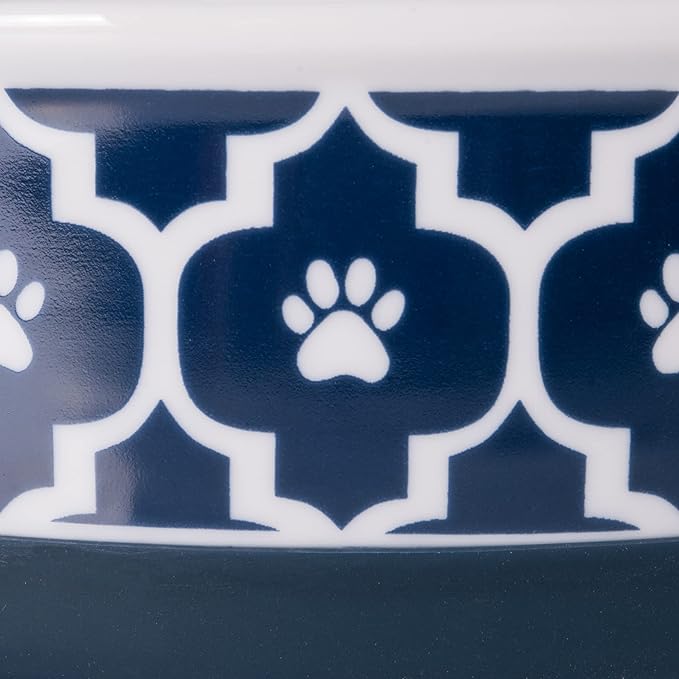 Bone Dry Lattice Collection Pet Bowl & Canister, Medium Set, 6x2 inches, Nautical Blue, 2 Piece