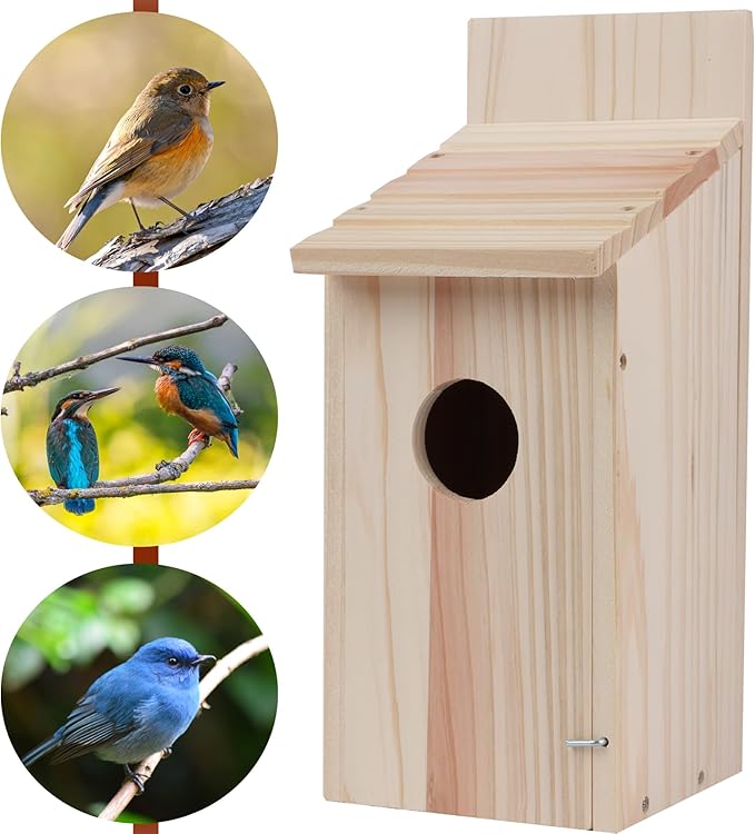 2 Pack Bird Houses for Outside,Blue Bird Box House for Outside,Cedar Finch Swallow Wren Hummingbird Birdhouse,DIY