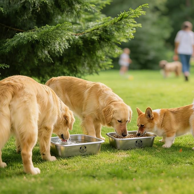 2 Pcs Stainless Steel Dog Bowls for Large Dogs, High Capacity Metal Dog Food Bowls, Food and Water Bowl for Large, X-Large, and Big Dogs 0.85 Gallons