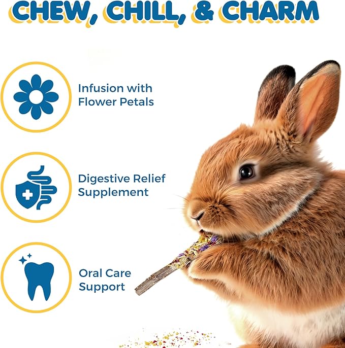 SunGrow Apple Sticks, Wood Chew Treats for Rabbits, Chinchillas, Bunny, Hamster, Squirrel, Guinea Pigs, Small Animals Molar Pet Chew Toys for Teeth Grinding (20 Pcs)