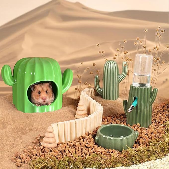 GKYZBB Hamster Hideout Ceramic,Hamster House and Habitats Cool Bed Ideal for All Season Dwarf Gerbil Mice Golden Bear (Green)