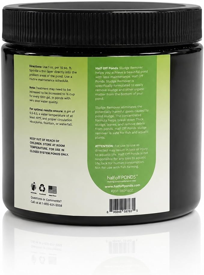 Pond Sludge Remover for Muck & Bottom Debris, 16 oz | Breaks down muck and sludge, targets bottom debris, activated in 60°F+ water, concentrated formula, fish and plant safe