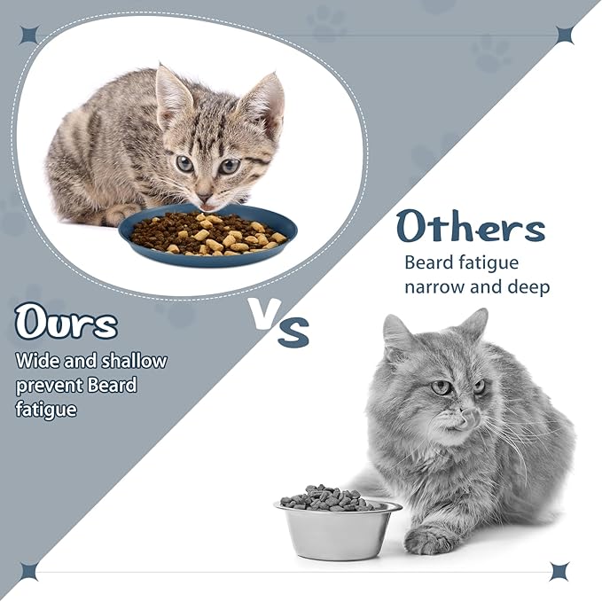 Gerrii 12 Pieces Beard Fatigue Relief Cat Bowl 6 Inch Round Shallow Cat Food Dish Wet Feeding Bowls Wide and Small Pet Dish for Kittens and Short Legged Kitten, Wheat Straw(Vintage Colors,Classic)